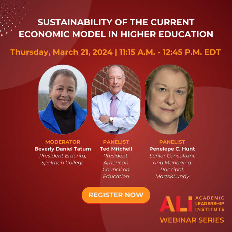 Sustainability of the Current Economic Model in Higher Education event flyer