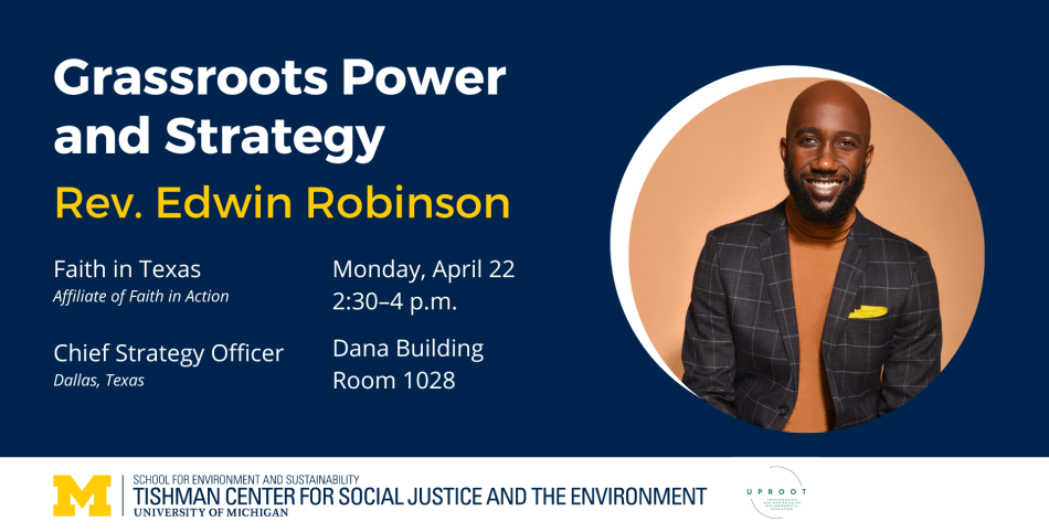 Grassroots Power and Strategy event flyer with image of Chief Stategy Officer Edwin Robinson