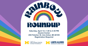Rainbow Roundup Event Flyer with rainbow background