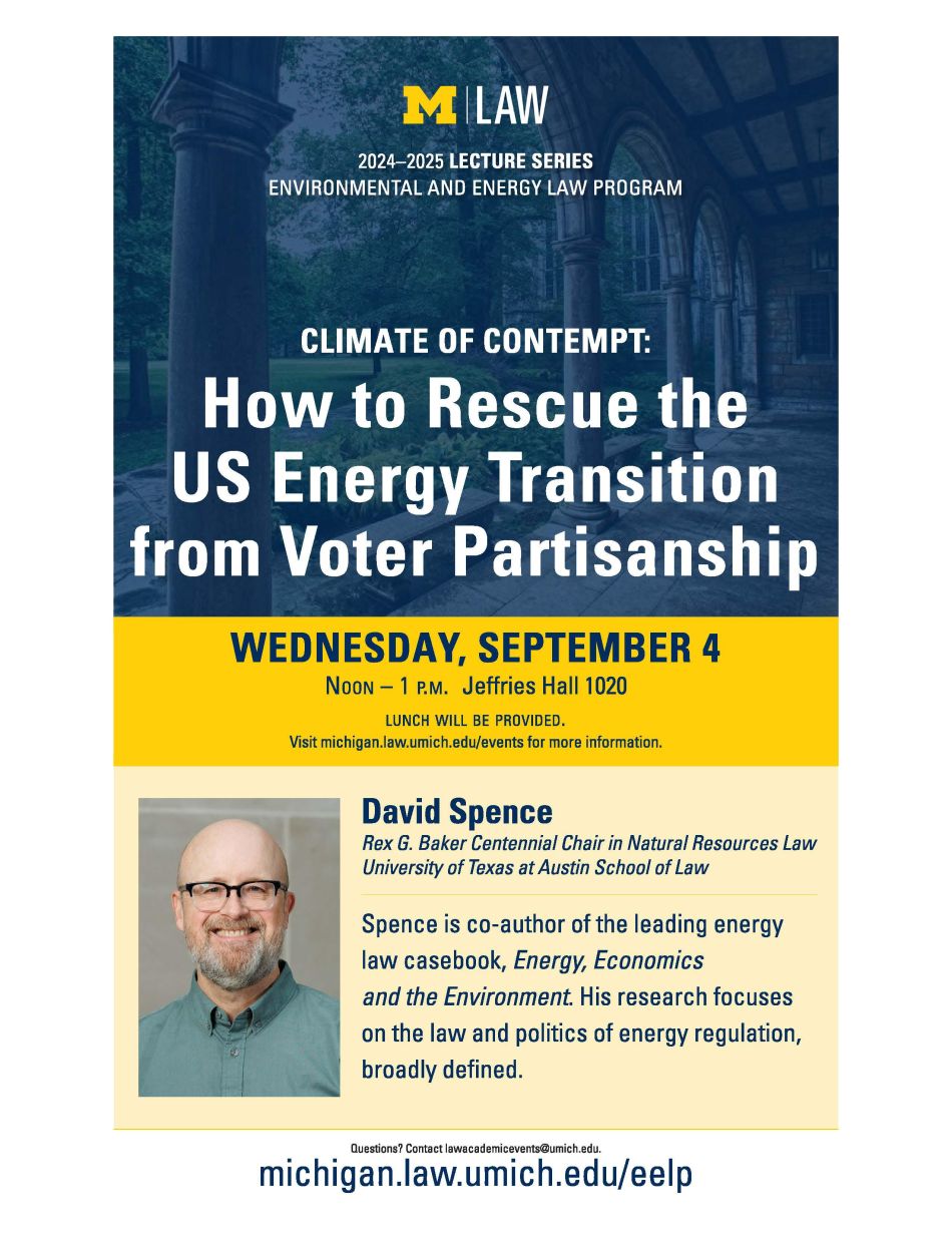 Climate of Contempt event flyer and information with photo of David Spence 