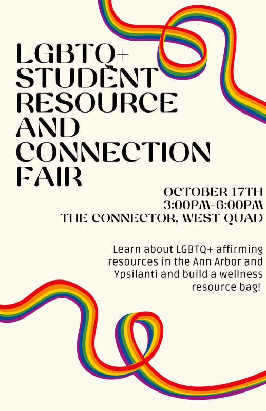 LGBTQ+ Student Resource and Connection Fair Event Flyer