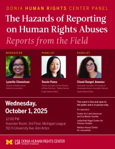 The Hazards of Reporting on Human Rights Abuses: Reports from the Field on Wednesday October 1, 2025