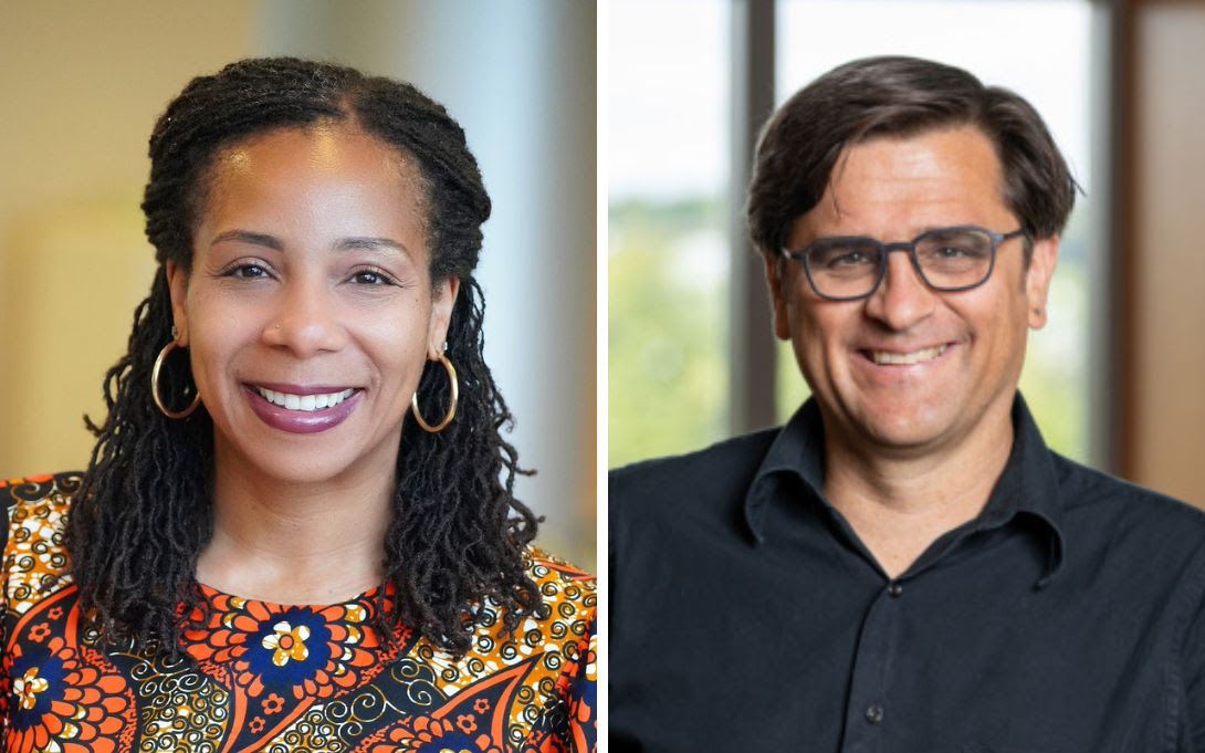Headshots of speakers Ayesha Bell Hardaway and David Thacher