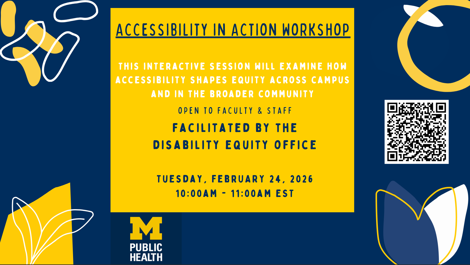 Event flyer for Accessibility in Action Workshop event