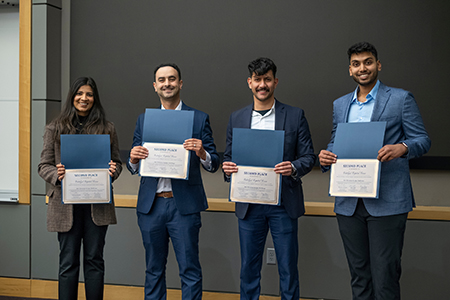 Second Place Team Catalyst Capital Crew (left to right: <span style="font-weight: 400;">Devinaa Mangal, Ridha Al-Wishah, Venkatasai Canchi, and Nithin Donepudi )