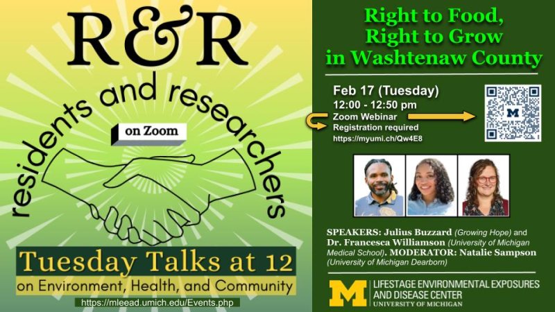Right to Food, Right to Grow in Washtenaw County (Webinar, 02/17, 12pm) Residents & Researchers Seminar | M-LEEaD Center