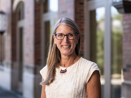 Kristin Seefeldt 9/13/22 Poverty Solutions headshots in the Weill Hall courtyard.