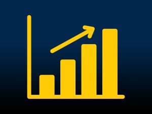 An icon of a bar graph with an arrow pointing upwards