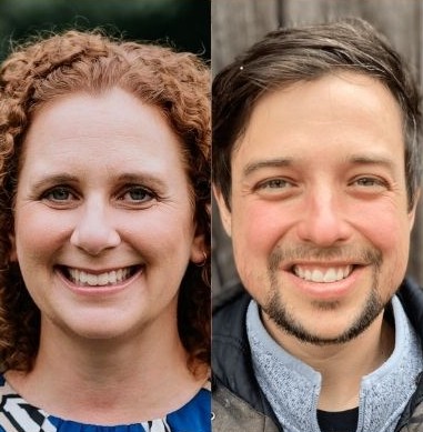 Headshots of Kate Bauer and Taylor Moore