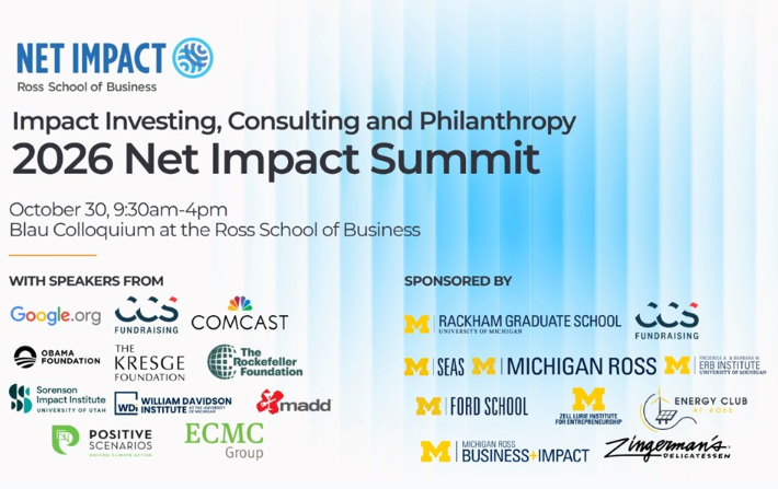 Info card for the 2026 Net Impact Summit on October 30.