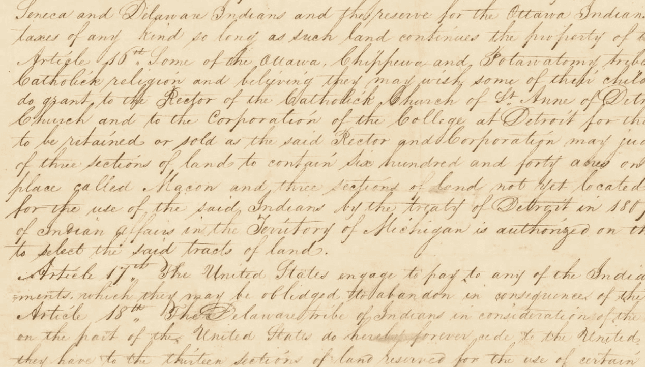 Treaty of Fort Meigs Article 16