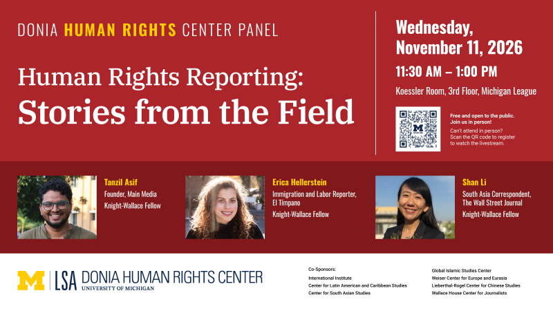 DHRC panel flyer featuring speakers' headshot
