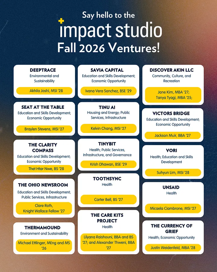 15 Impact Studio Fall 2026 ventures