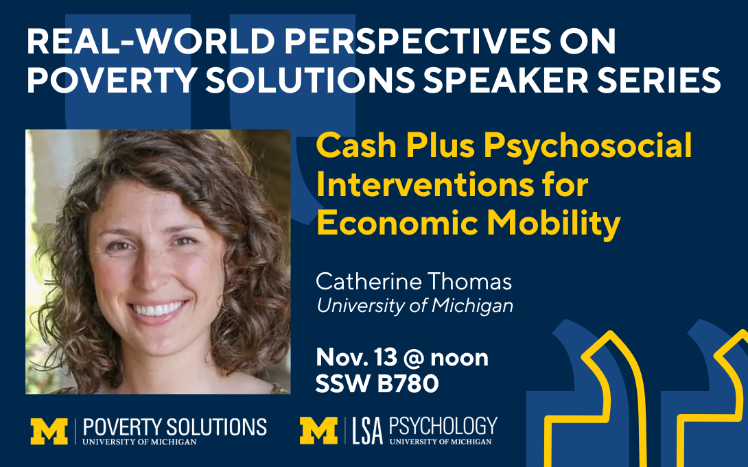 Catherine Thomas and Real-World Perspectives on Poverty Solutions event flyer